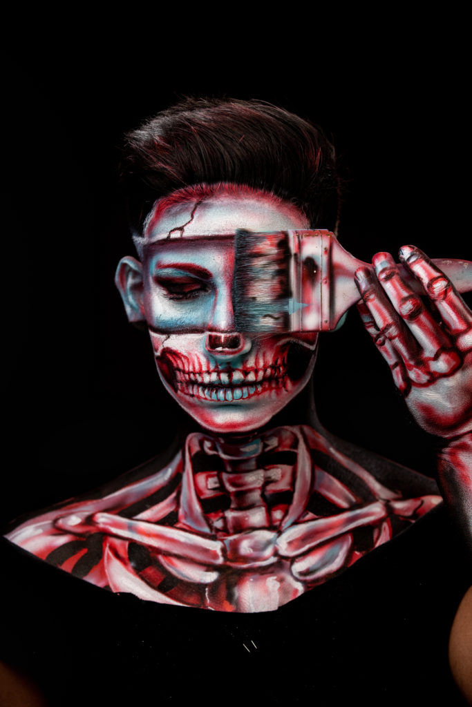 Skeleton illusion makeup